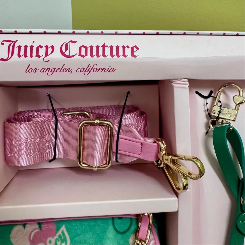 Juicy Couture Heritage Cherry Barrel Bag Gift Set Green Charm Mini Crossbody